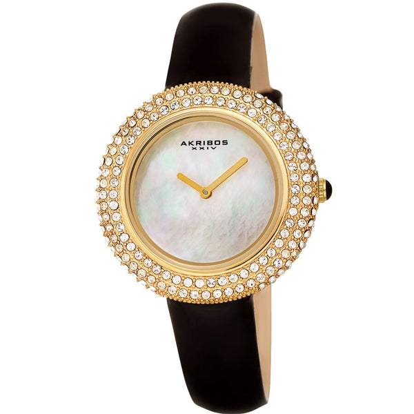 Akribos XXIV Quartz Crystal White Dial Ladies Watch #AK1049YGB - Watches of America