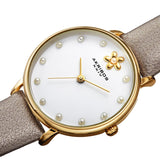 Akribos XXIV Quartz White Dial Gold Leather Ladies Watch #AK1084YG - Watches of America #2