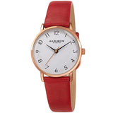 Akribos XXIV Quartz White Dial Red Leather Ladies Watch #AK1087RD - Watches of America
