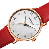 Akribos XXIV Quartz White Dial Red Leather Ladies Watch #AK1087RD - Watches of America #2