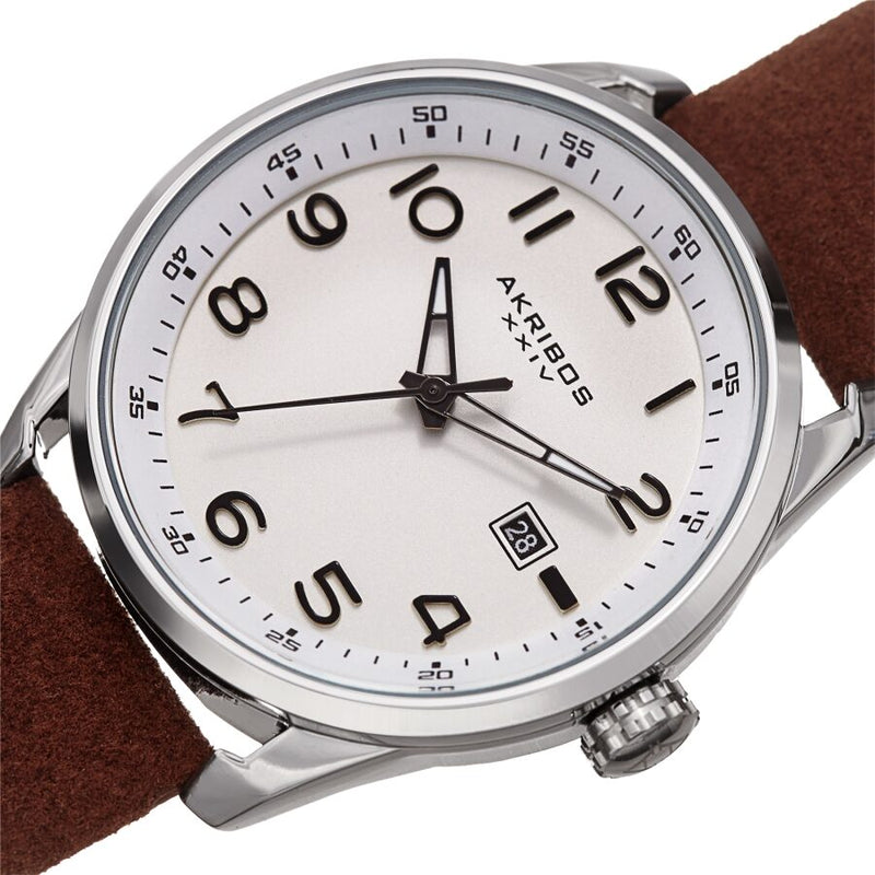 Akribos XXIV Quartz White Dial Men's Watch #AK1029BR - Watches of America #2