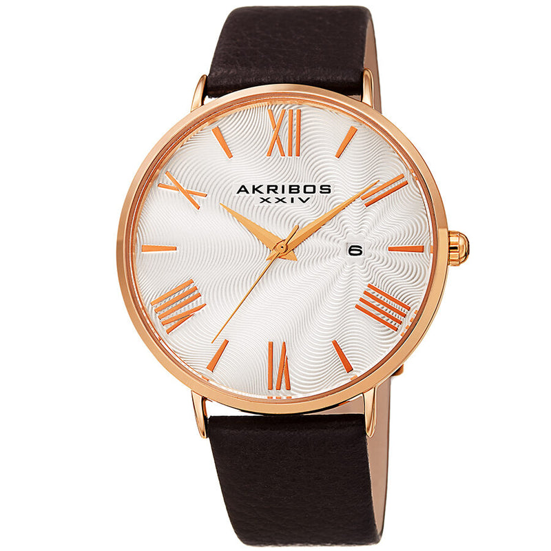 Akribos XXIV Waves White Dial Men's Watch #AK1041RGBR - Watches of America