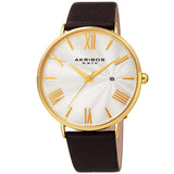 Akribos XXIV Waves White Dial Men's Watch #AK1041YGBR - Watches of America