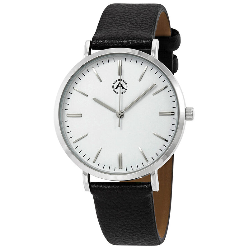 Alba by Akribos White Dial Leather Men's Watch #1033SS - Watches of America