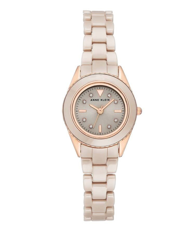 Anne Klein Beige Dial Tan Ceramic Ladies Watch #AK/3164TNRG - Watches of America