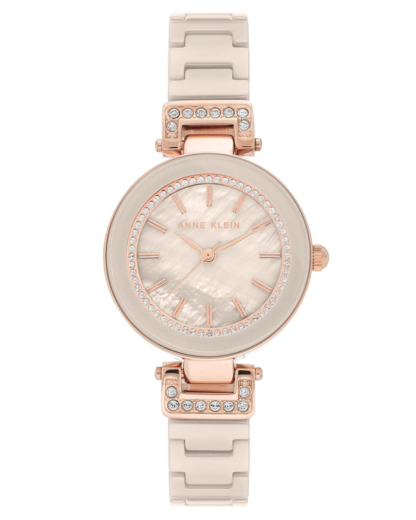 Anne Klein Beige Mother of Pearl Dial Ladies Watch #AK/3480RGTN - Watches of America