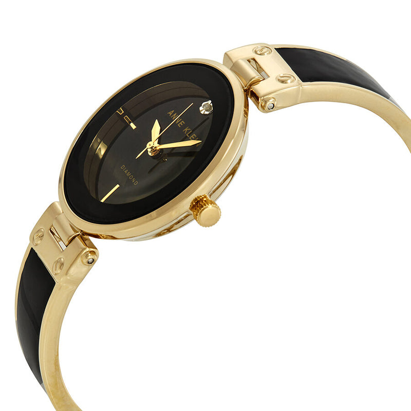 Anne Klein Black Dial Gold-tone and Black Resin Ladies Watch #1414BKGB - Watches of America #2