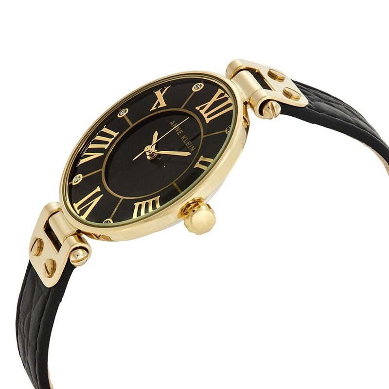 Anne Klein Black Dial Black Leather Ladies Watch #1396BMBK - Watches of America #2
