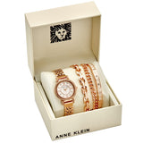 Anne Klein Blush Mother of Pearl Crystal Dial Ladies Watch Set #AK/3400BHST - Watches of America
