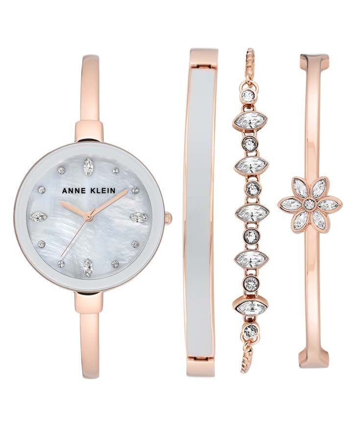 Anne Klein Crystal Ladies Watch Set #3352GYST - Watches of America