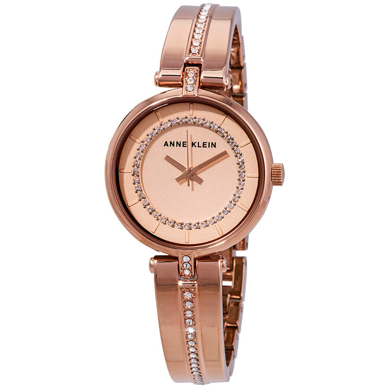 Anne Klein Crystal Rose Dial Rose Gold-tone Ladies Watch #AK/3248RGRG - Watches of America