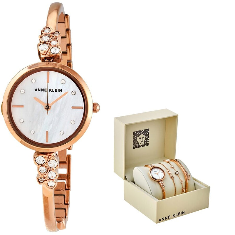 Anne Klein Ladies Mother of Pearl Dial Watch-Jewelry Watch Set #AK/3430RGST - Watches of America