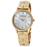 Anne Klein Mother of Pearl Crystal Dial Ladies Watch #3360MPGB - Watches of America