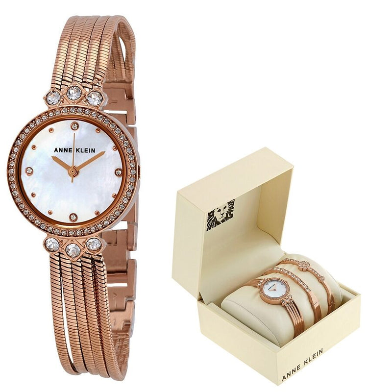 Anne Klein Mother of Pearl Dial Ladies Watch Set #AK/3202RGST - Watches of America