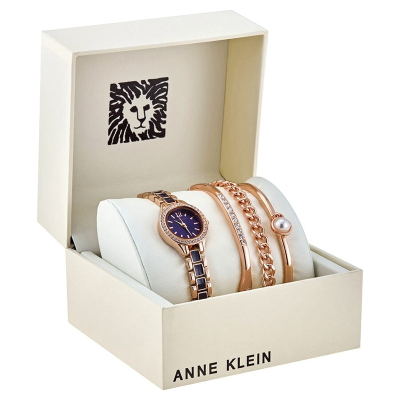 Anne Klein Navy Dial Ladies Watch and Bracelet Set #AK/3396NRST - Watches of America