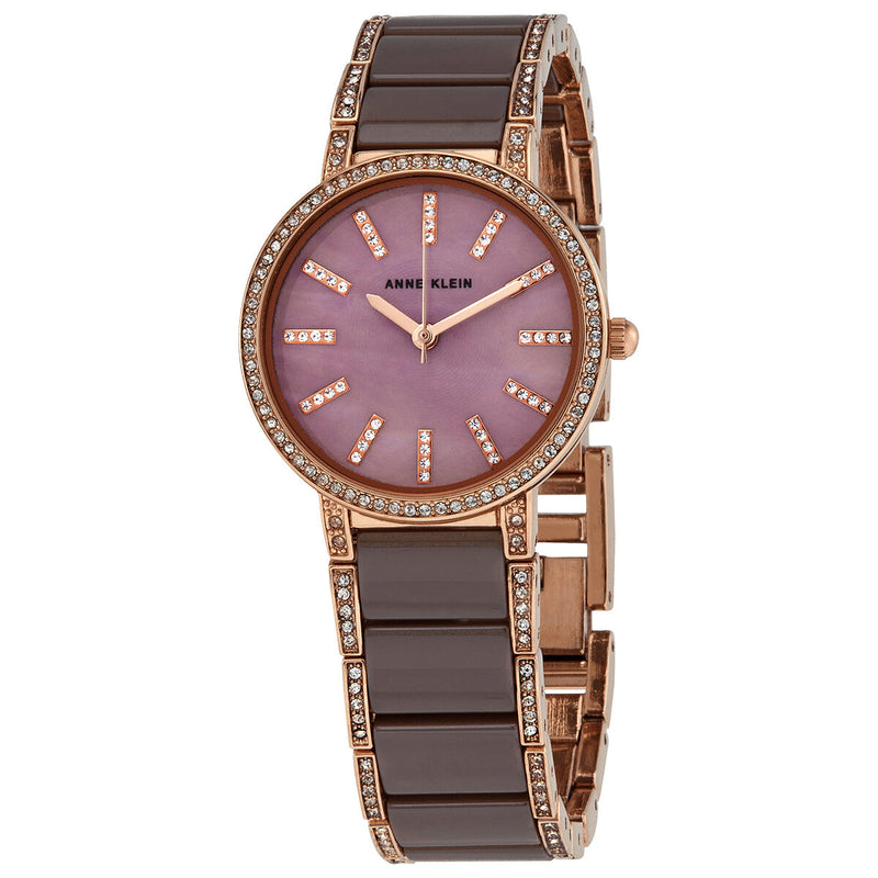 Anne Klein Quartz Crystal Mauve Mother of Pearl Dial Ladies Watch #3306MVRG - Watches of America