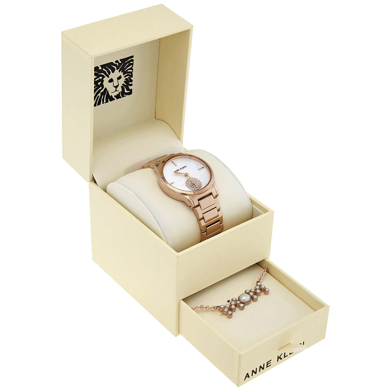 Anne Klein Quartz Mother of Pearl Dial Ladies Watch and Necklace Set #3674RGST - Watches of America #4