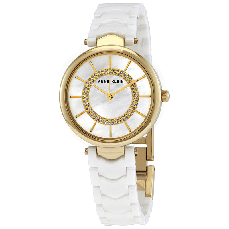 Anne Klein Quartz White Mother of Pearl Dial Ladies Watch #3308WTGB - Watches of America