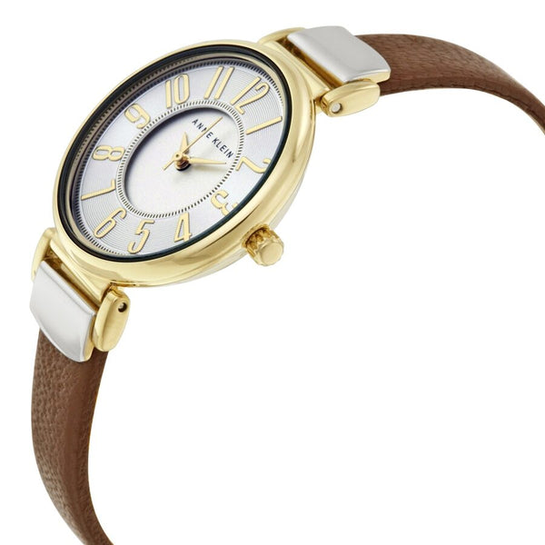 Anne Klein Silver Dial Brown Leather Ladies Watch #2157SVBN - Watches of America #2