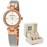 Anne Klein Silver Dial Two-tone Ladies Watch and Jewelry Set #AK/3425RTST - Watches of America