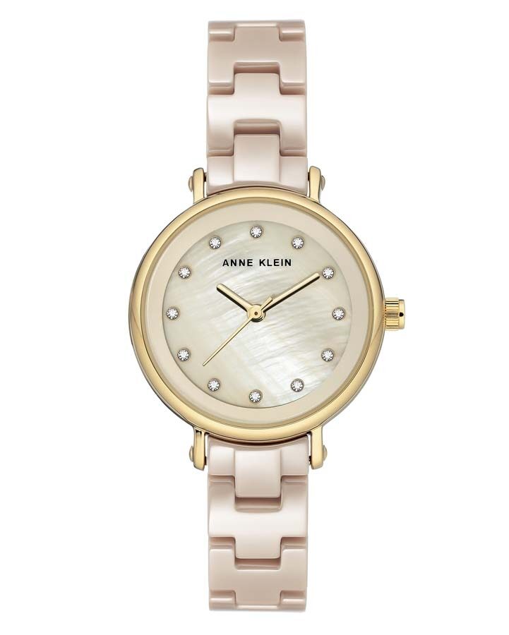 Anne Klein Beige Mother of Pearl Dial Ladies Watch #3312TNGB - Watches of America