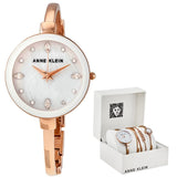 Anne Klein White Mother of Pearl Crystal Dial Ladies Watch Set #AK/3402WRST - Watches of America #2
