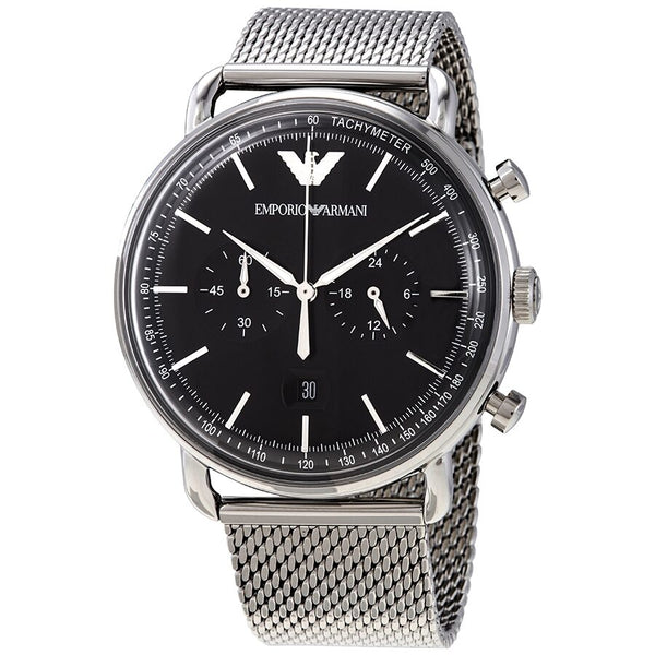 Armani Aviator Chronograph Quartz Black Dial Men's Watch #AR11104 - Watches of America