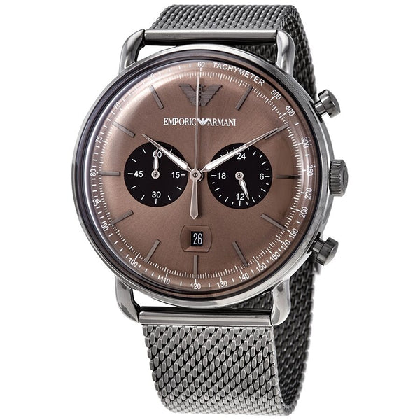 Emporio Armani Aviator Chronograph Brown Dial Men's Watch AR11141 - Watches of America