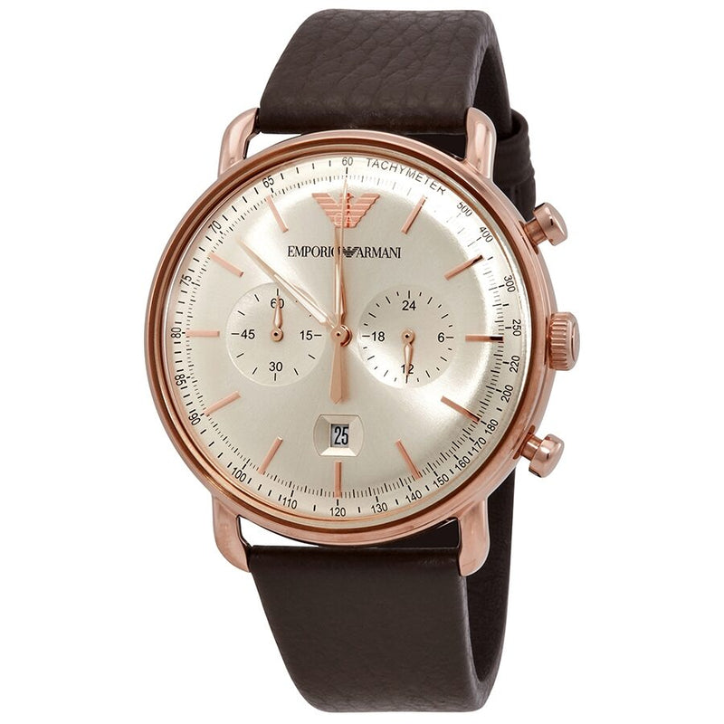 Emporio Armani Aviator Chronograph Quartz Grey Sunray Dial Men's Watch AR11106 - Watches of America