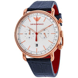 Emporio Armani Aviator Chronograph Quartz Silver Dial Men's Watch AR11123 - Watches of America
