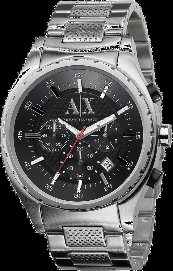 Armani Exchange Silver Chronograph Black Dial Men's Watch  AX1057 - Watches of America
