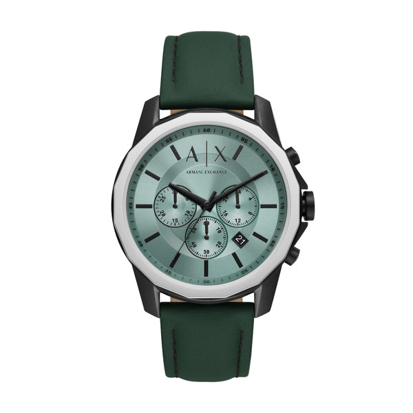 Armani Exchange Banks Chronograph Green Leather Strap Men's Watch  AX1725 - Watches of America