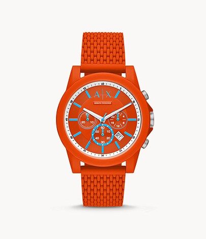 Armani Exchange Chronograph Quartz Orange Dial Watch #AX1347 - Watches of America