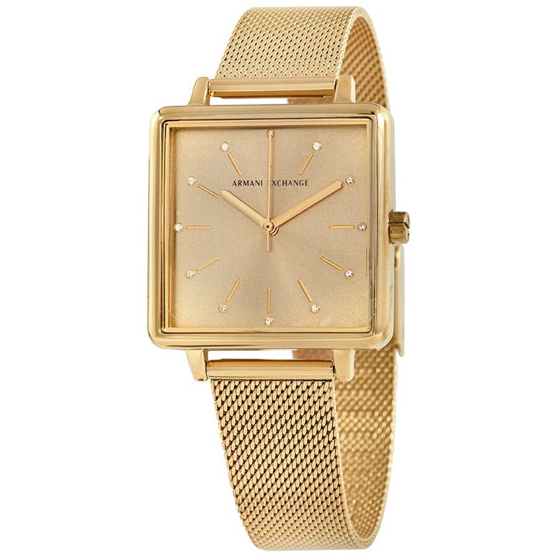 Armani Exchange Lola Quartz Gold Dial Ladies Watch #AX5801 - Watches of America