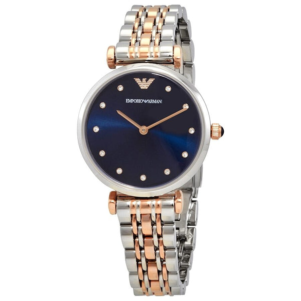 Emporio Armani Quartz Crystal Blue Dial Ladies Watch #AR11092 - Watches of America