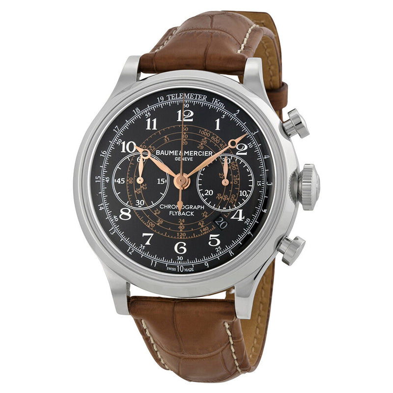 Baume and Mercier Capeland Flyback Chronograph Black Dial Men's Watch #10068 - Watches of America