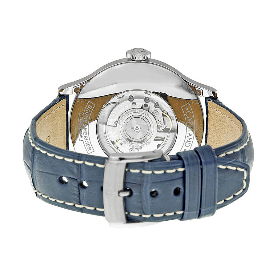 Baume and Mercier Capeland Worldtimer Silver Dial Blue Leather