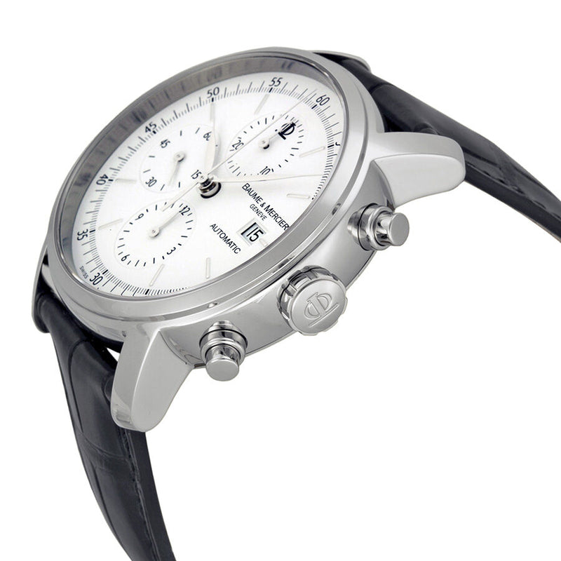 Baume and Mercier Classima Automatic Chronograph White Dial Black Leather Men's Watch 8591 #MOA8591 - Watches of America #2