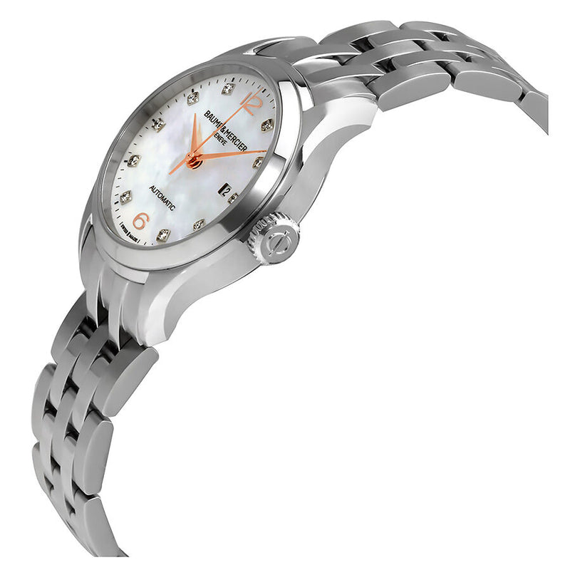 Baume and Mercier Clifton Mother of Pearl Diamond Dial Steel Automatic Ladies Watch 10151#A10151 - Watches of America #2