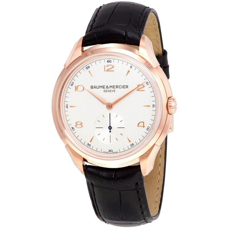 Baume and Mercier Clifton Silver Dial 18kt Rose Gold Men's Watch 10060#A10060 - Watches of America