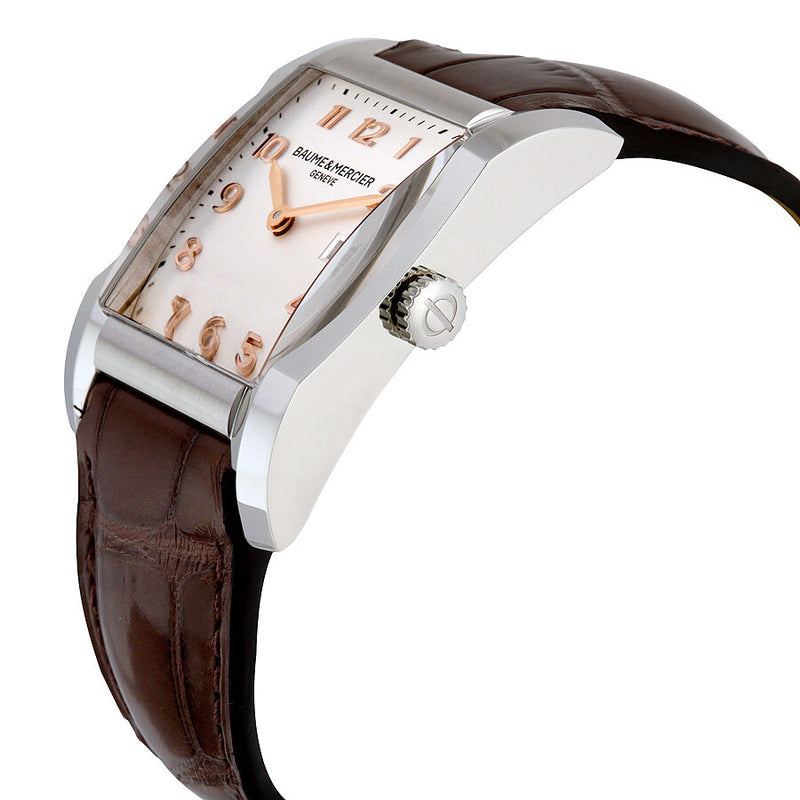 Baume and Mercier Hampton Silver Dial Brown Leather Ladies Watch #10018 - Watches of America #2