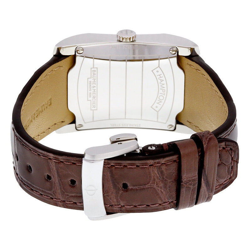 Baume and Mercier Hampton Silver Dial Brown Leather Ladies Watch #10018 - Watches of America #3