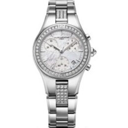 Baume and Mercier Linea Mother of Pearl Chronograph Diamond Ladies Watch #10017 - Watches of America