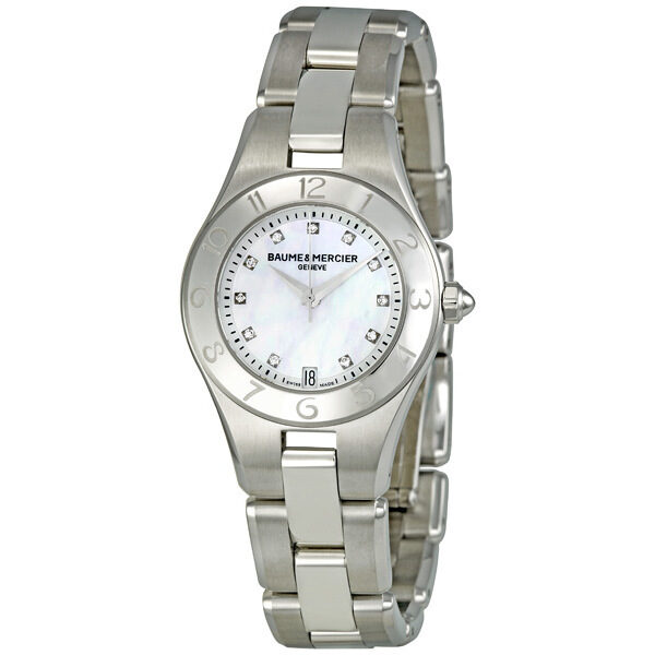 Baume and Mercier Linea Mother of Pearl Dial Diamond Ladies Watch #10011 - Watches of America