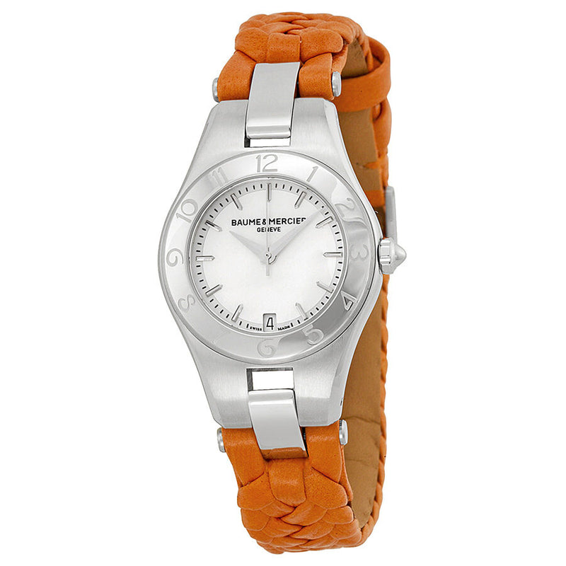 Baume and Mercier Linea Mother of Pearl Dial Orange Leather Ladies Watch #10115 - Watches of America