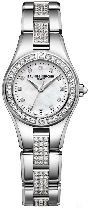 Baume and Mercier Mother of Pearl Diamond Stainless Steel Ladies Watch #10092 - Watches of America