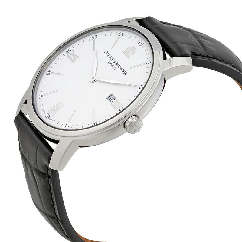 Baume et Mercier Classima White Dial Black Leather Men's Watch #MOA10379 - Watches of America #2