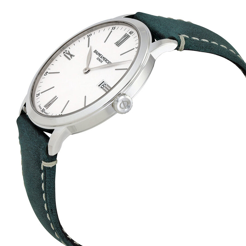 Baume et Mercier Classima White Dial Men's Green Leather Watch #10388 - Watches of America #2