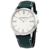Baume et Mercier Classima White Dial Men's Green Leather Watch #10388 - Watches of America
