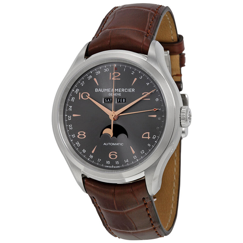 Baume et Mercier Clifton Grey Dial Brown Leather Men's Watch MO#A10213 - Watches of America